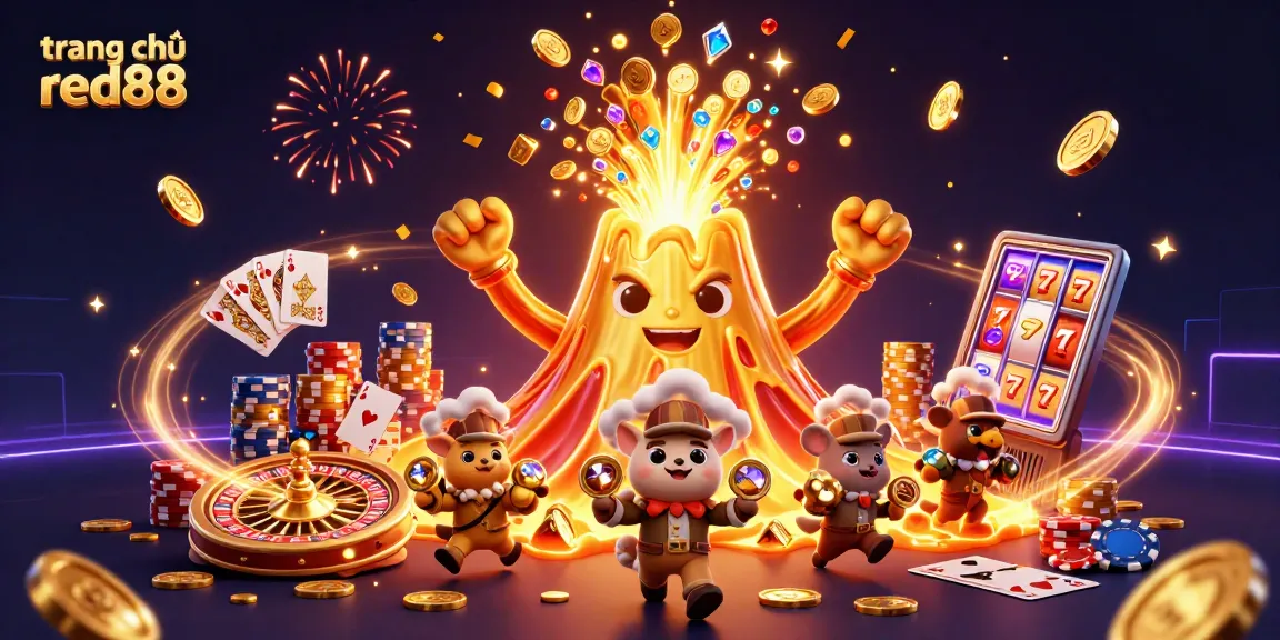Experience the thrill of winning at trang chủ red88 with a vibrant 3D casino illustration full of treasures and excitement.