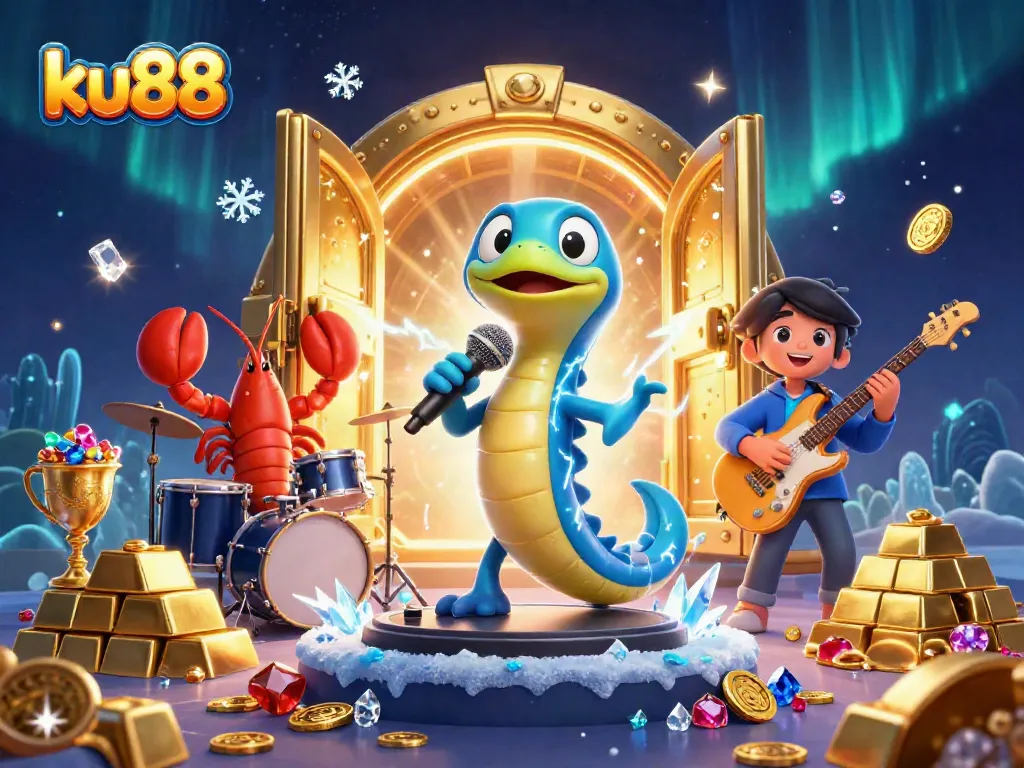 ku88 showcases an electrifying underwater casino stage with vibrant performance elements