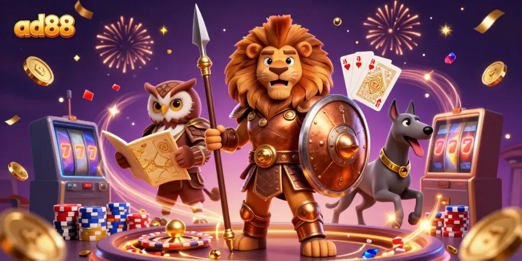 Join the excitement at ad88 with vibrant casino games and festive energy in a lively scene