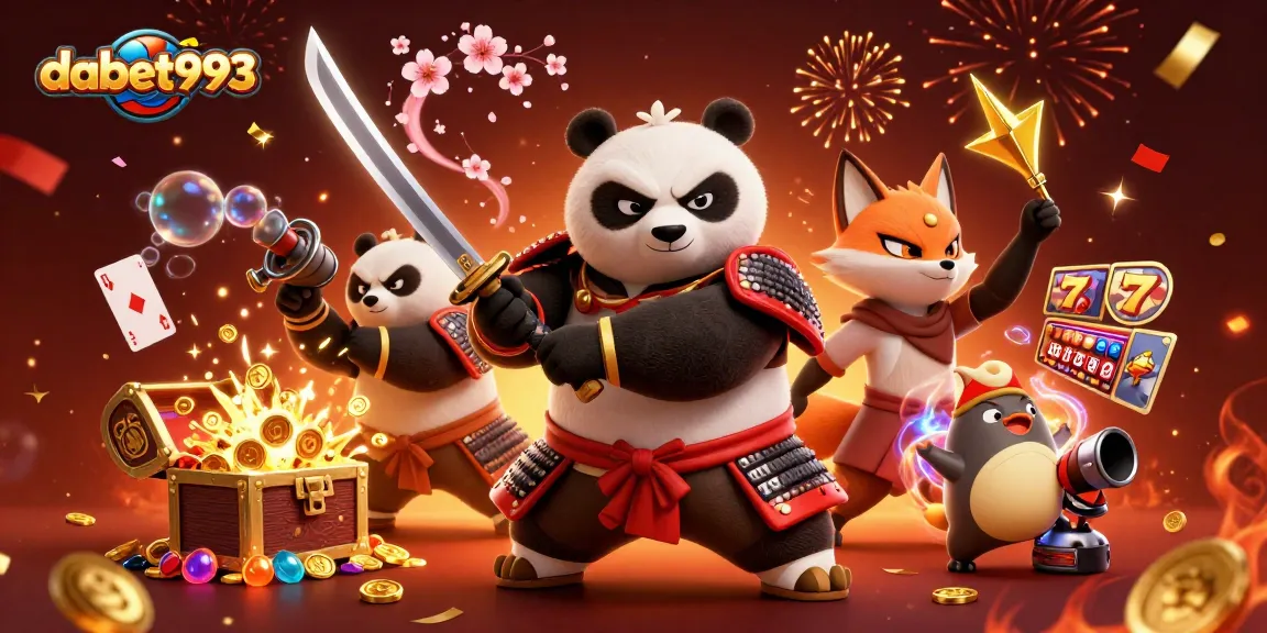 Engage in thrilling casino action with dabet993’s vibrant 3D scene featuring game elements and characters.