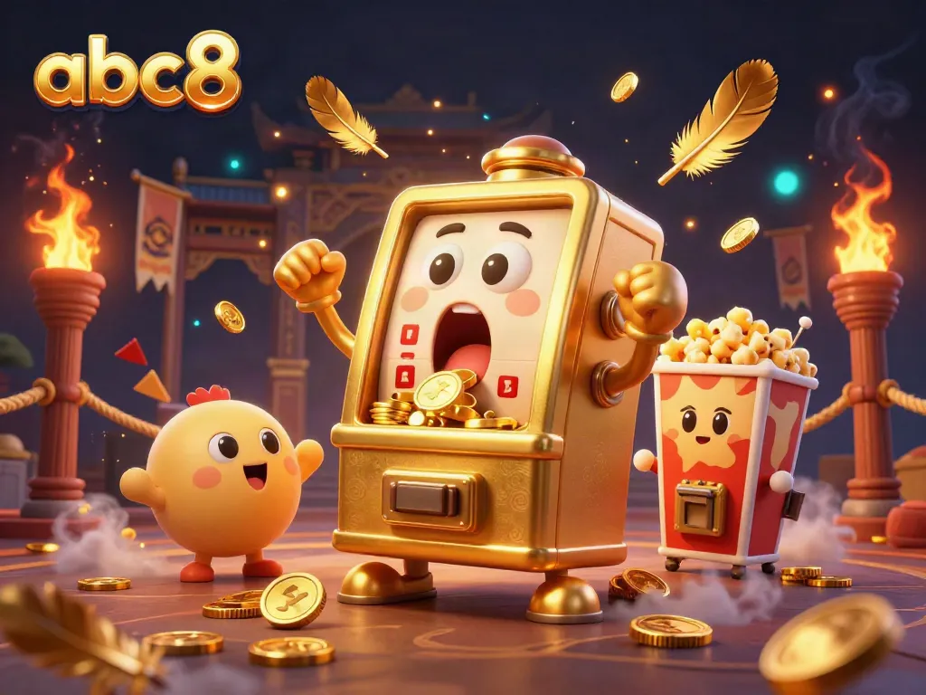 Experience the thrilling jackpot action at abc8 casino with vibrant slot machines and golden confetti.