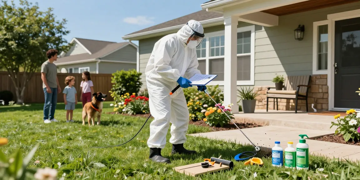 Pest control Calgary expert inspecting a home's foundation for pest prevention.