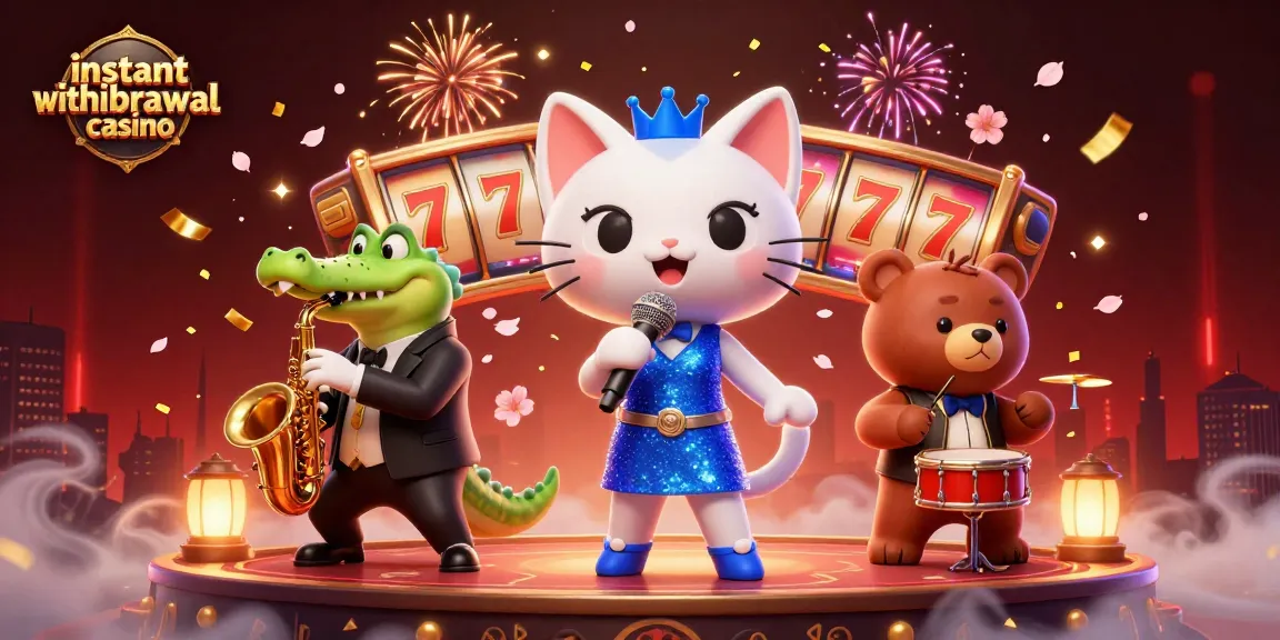 Experience the thrill of an instant withdrawal casino with jazz-singer cat, saxophonist crocodile, and bear drummer!