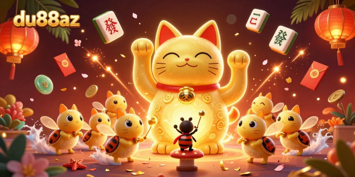 Experience thrilling gaming moments at du88az with our engaging lucky cat illustration.