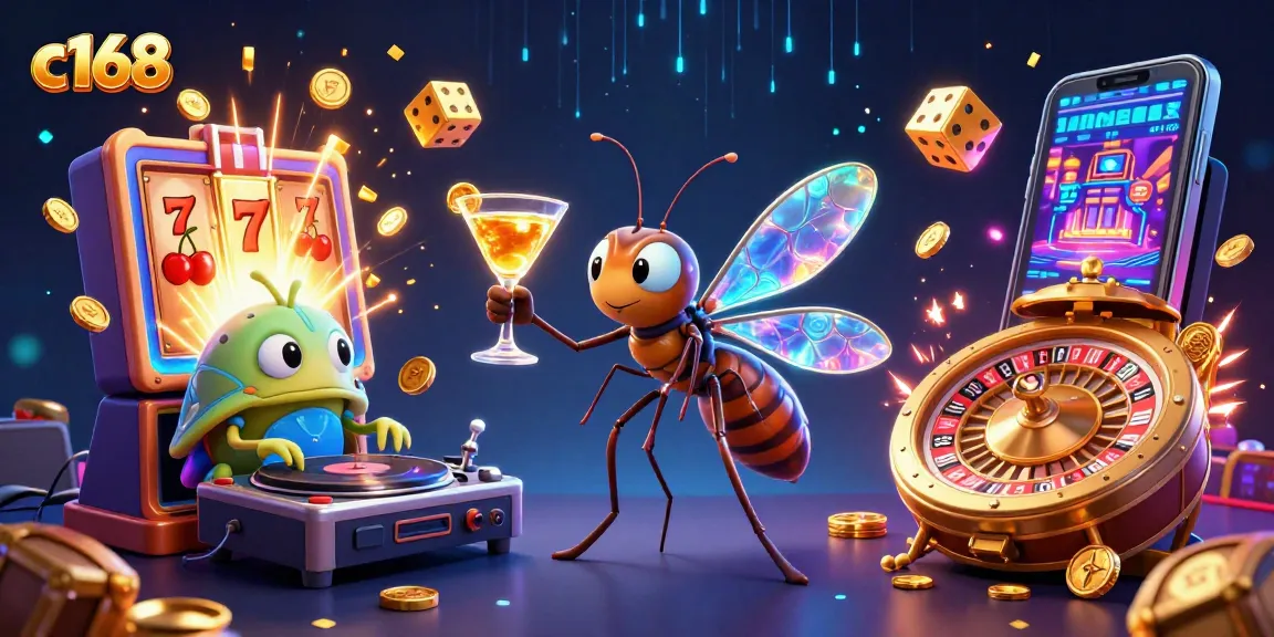 Experience the thrilling c168 casino world with a vibrant illustration of unique characters and dynamic game elements.