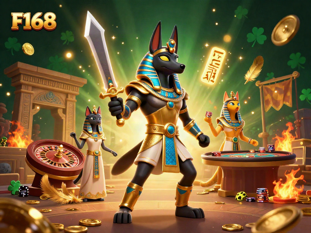 Spin the roulette wheel and join F168's vibrant casino universe with Anubis and Bastet.