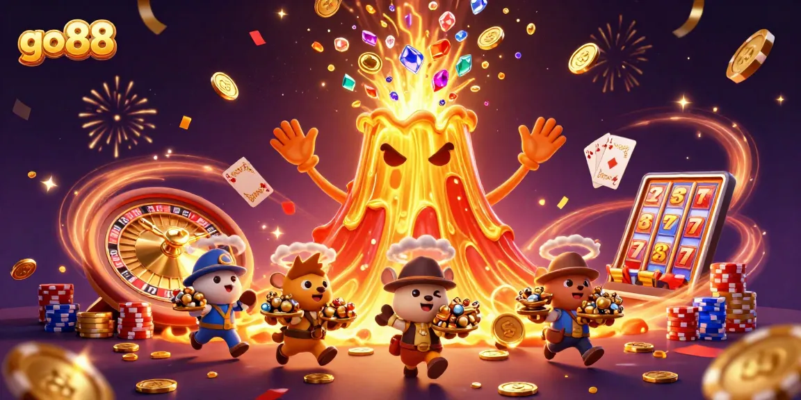 GO88 mang đến trải nghiệm chơi casino với núi vàng và các loài động vật vui mừng.