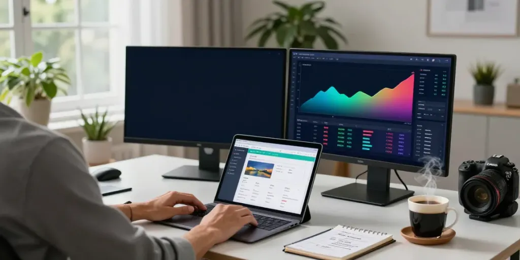 Dynamic trading scene at nordencore.ca with AI tools in use, including monitors and educational resources.