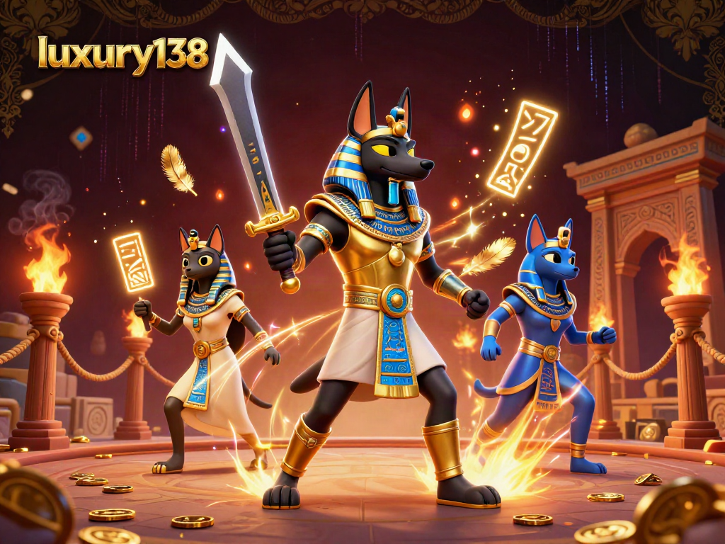 Experience the excitement of luxury138 gaming with vibrant characters and dynamic casino elements.