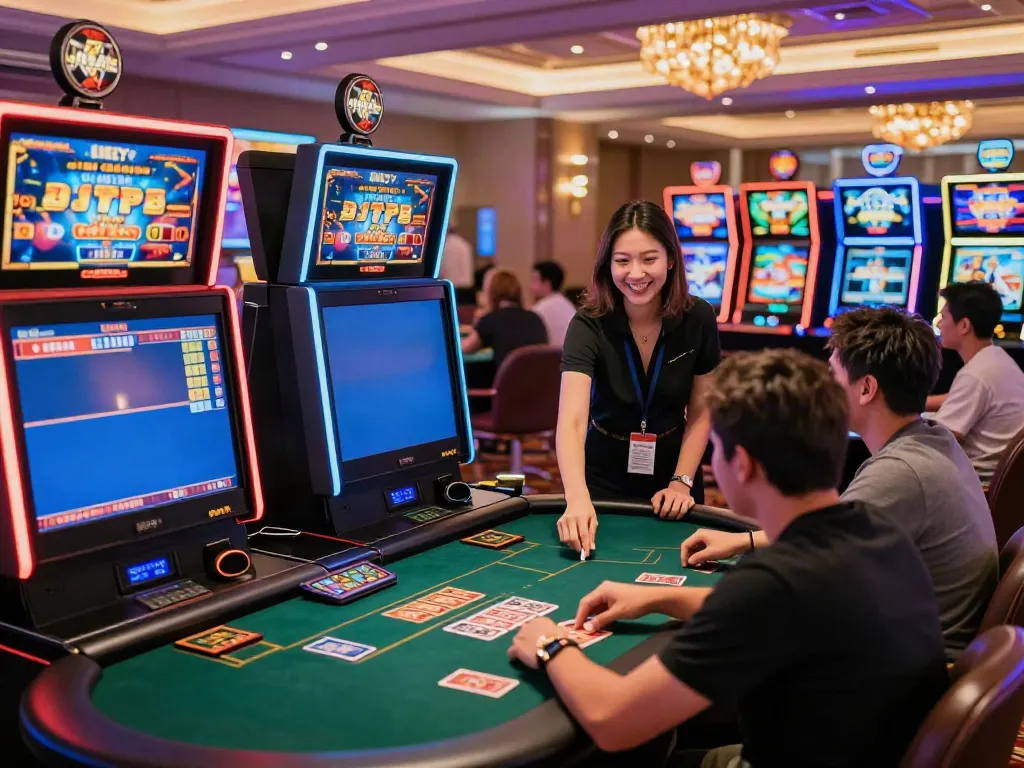 Exciting online gaming atmosphere at https://ta88.network/ with players immersed in various casino games.