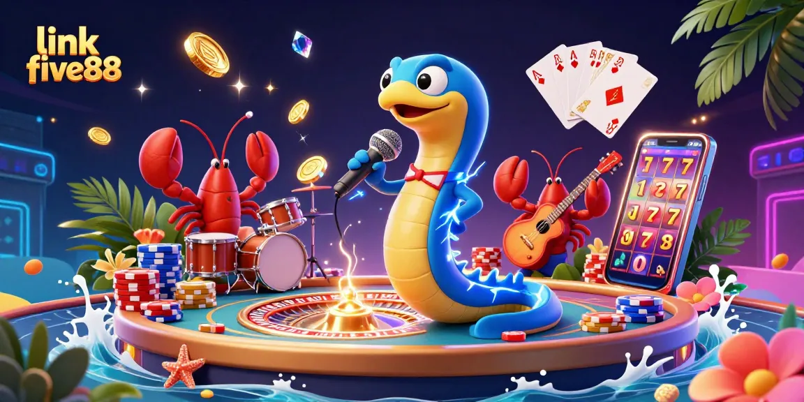 Experience immersive fun with link five88 as an electric eel DJ lights up the underwater casino stage.