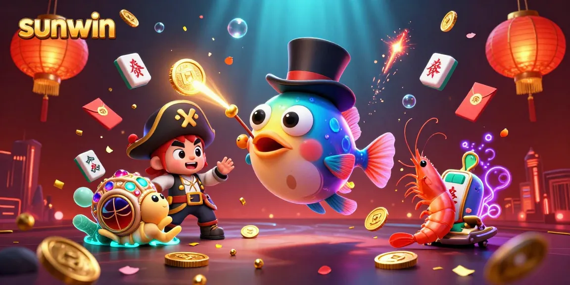 Engage in thrilling gameplay with sunwin as a vibrant anglerfish attracts golden coins amidst an ocean of fun.