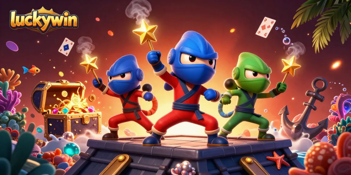 Experience the thrill with luckywin's vibrant gaming elements and dynamic ninja chameleons.