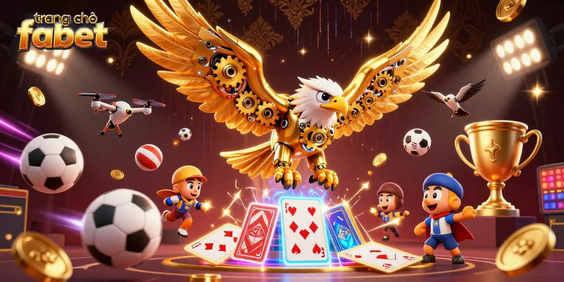Experience the excitement of gaming at trang chủ fabet with a dynamic 3D illustration of a golden eagle.